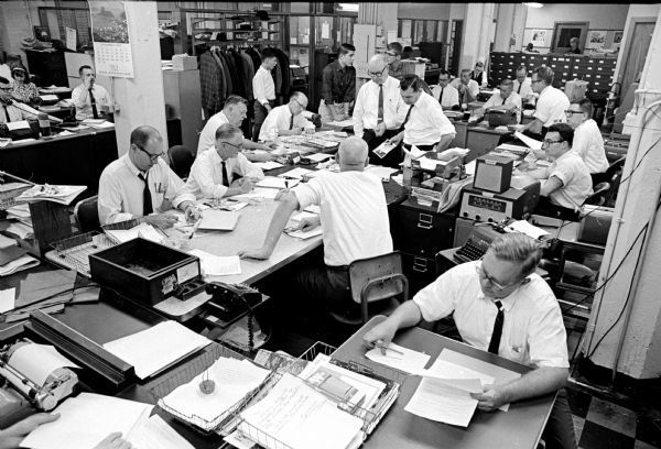 Newsroom on election night, 1964